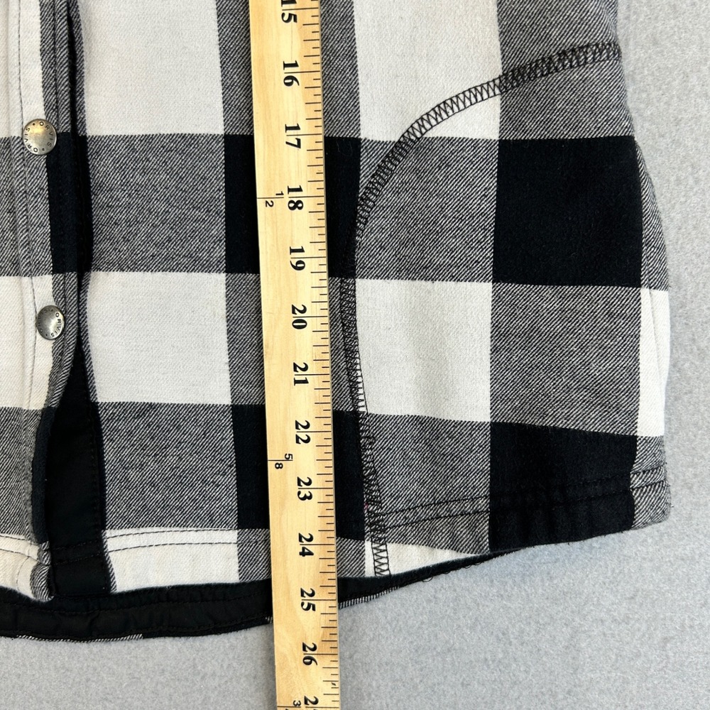 Orvis Shacket Mens S Black White Buffalo Plaid Fleece Lined Snap Front - Picture 7 of 8